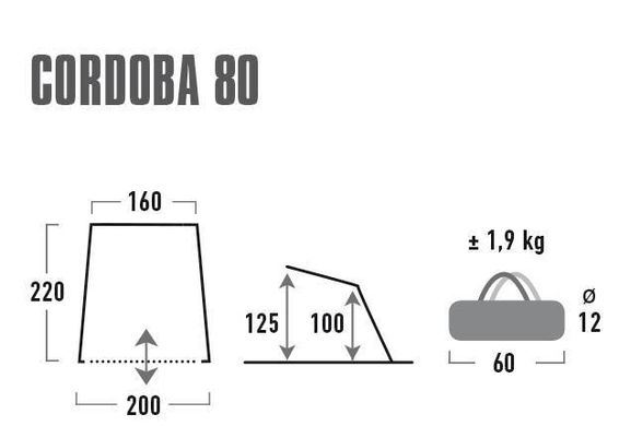 Намет High Peak Cordoba 80 Aluminium/Dark Grey (10137)
