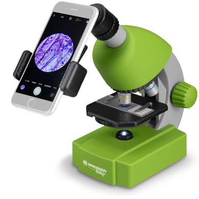 Мікроскоп Bresser Junior 40x-640x Green з набором для дослідів і адаптером для смартфона (8851300B4K000)