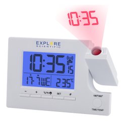 Годинник проекційний Explore Scientific Slim Projection RC Dual Alarm White (RDP1003GYELC2)