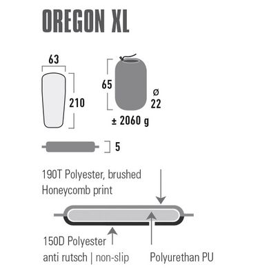 Килимок самонадувний High Peak Oregon XL 5 cm Citronelle (41126)