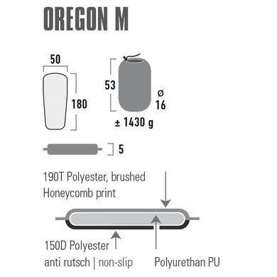 Килимок самонадувний High Peak Oregon M 5 cm Citronelle (41124)