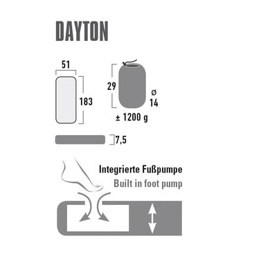 Килимок надувний High Peak Dayton 7.5 cm Dark Grey (41006)