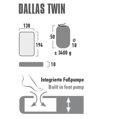 Килимок надувний High Peak Dallas Twin 10 cm Citronelle (41033)